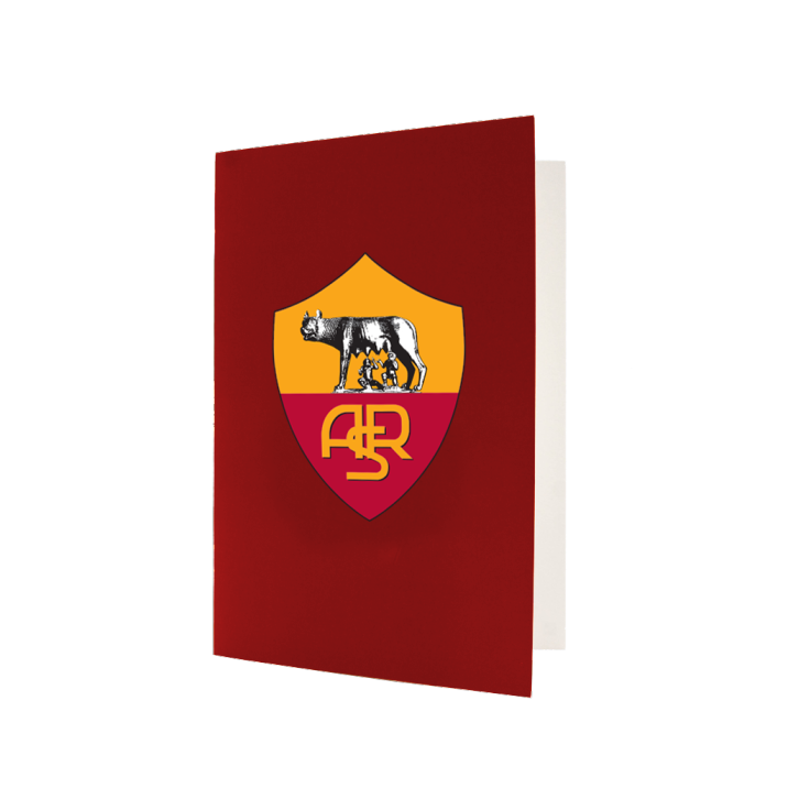 AS Roma greeting card. maroon outside with big Roma logo,