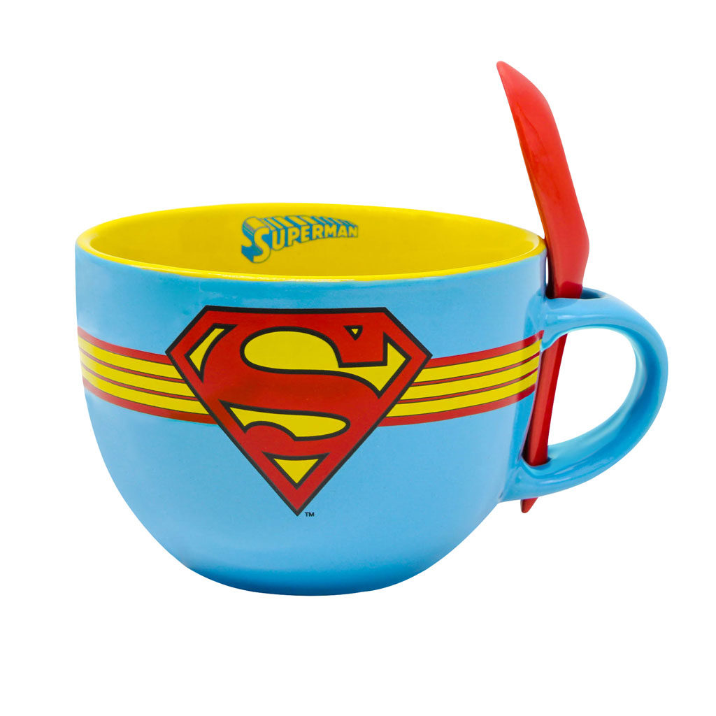 Superman 24 ounce Ceramic Soup Mug with Spoon
