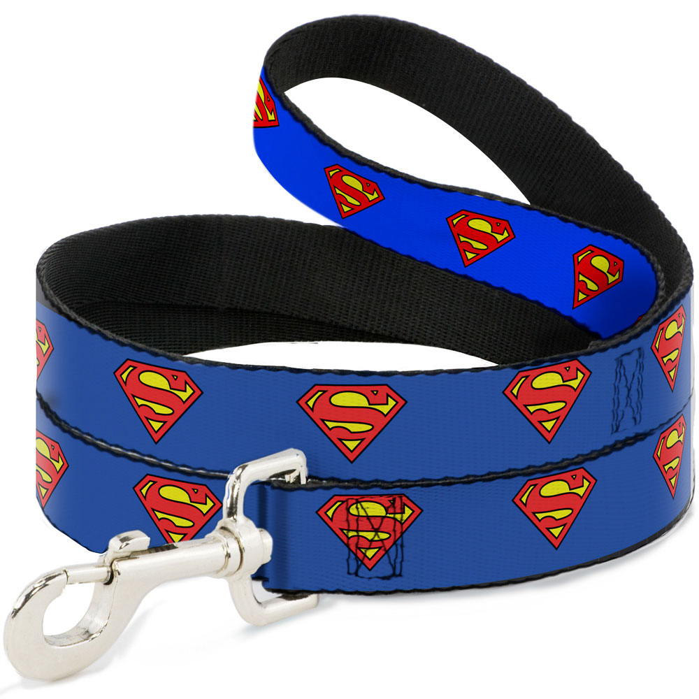 Superman blue Dog Leash with logo
