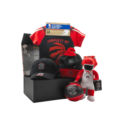 Toronto Raptors Lil Baller Gift Box with cap, mittens and toque, raptor plush, onsies, ball