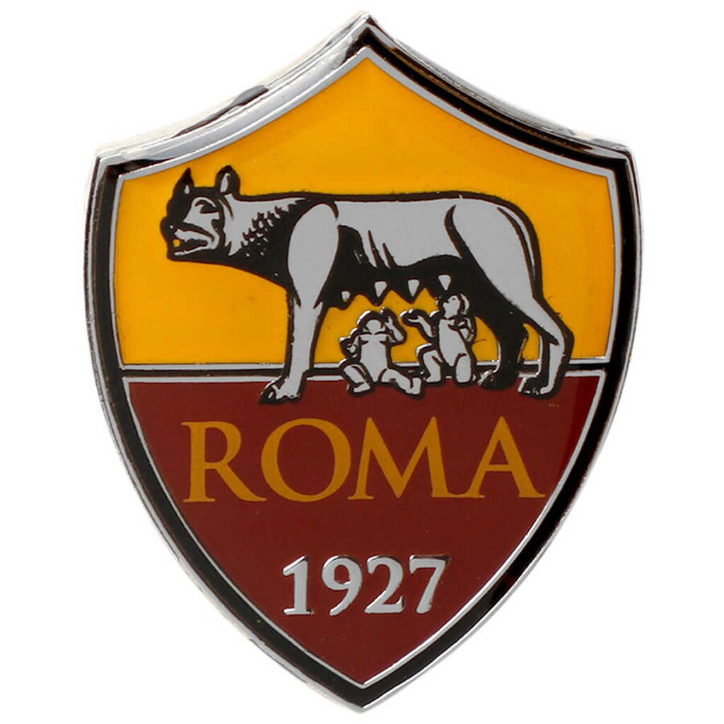 AS Roma Enamel pin featuring official crest logo. Can be attached to a jacket, a rucksack or any other place you wish to announce your footballing allegiances.