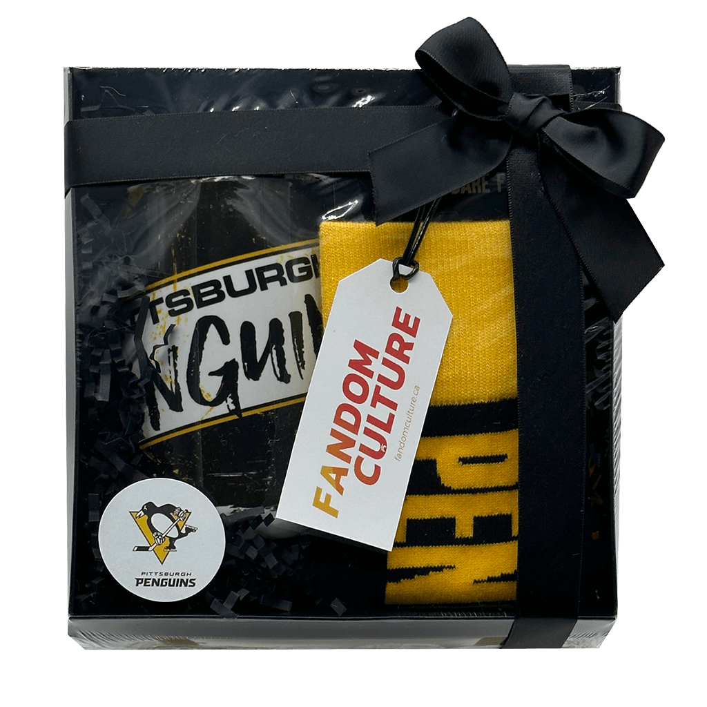 Pittsburg Penguins 2 Piece Gift Set with Penguins 15oz Ceramic Classic Mug, and NHL Go Team Socks (Mens 9-13)