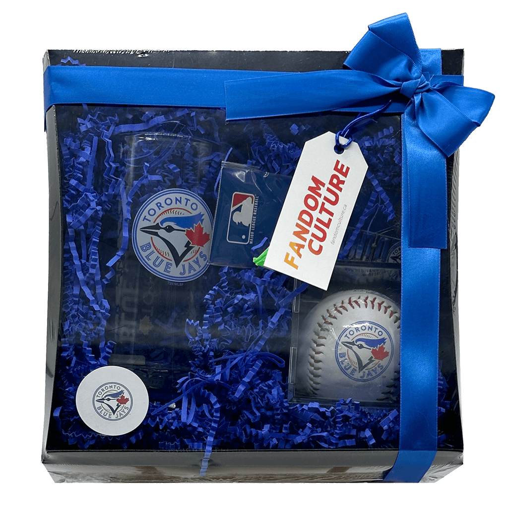 Toronto Blue Jays 3PC Gift Set with Jays 15oz Glass Beer Mug, Jays Baseball with Cube UV Protected Holder, Jays Cityscape Keychain
