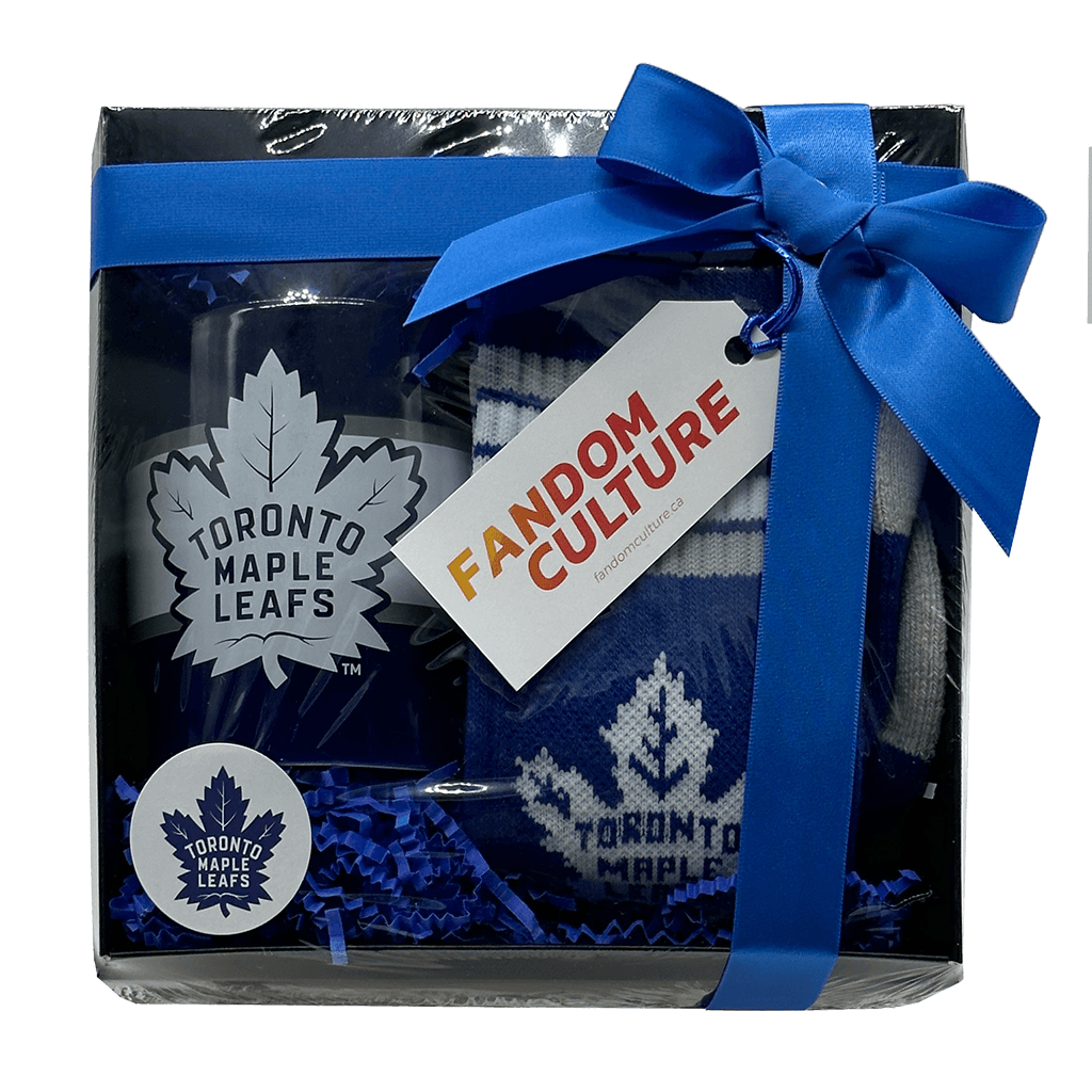 Toronto Maple Leafs 2 piece Gift Set with Leafs NHL 4 Stripe Deuce Socks (Mens 9-13), Leafs 11oz Stripe Ceramic Mug