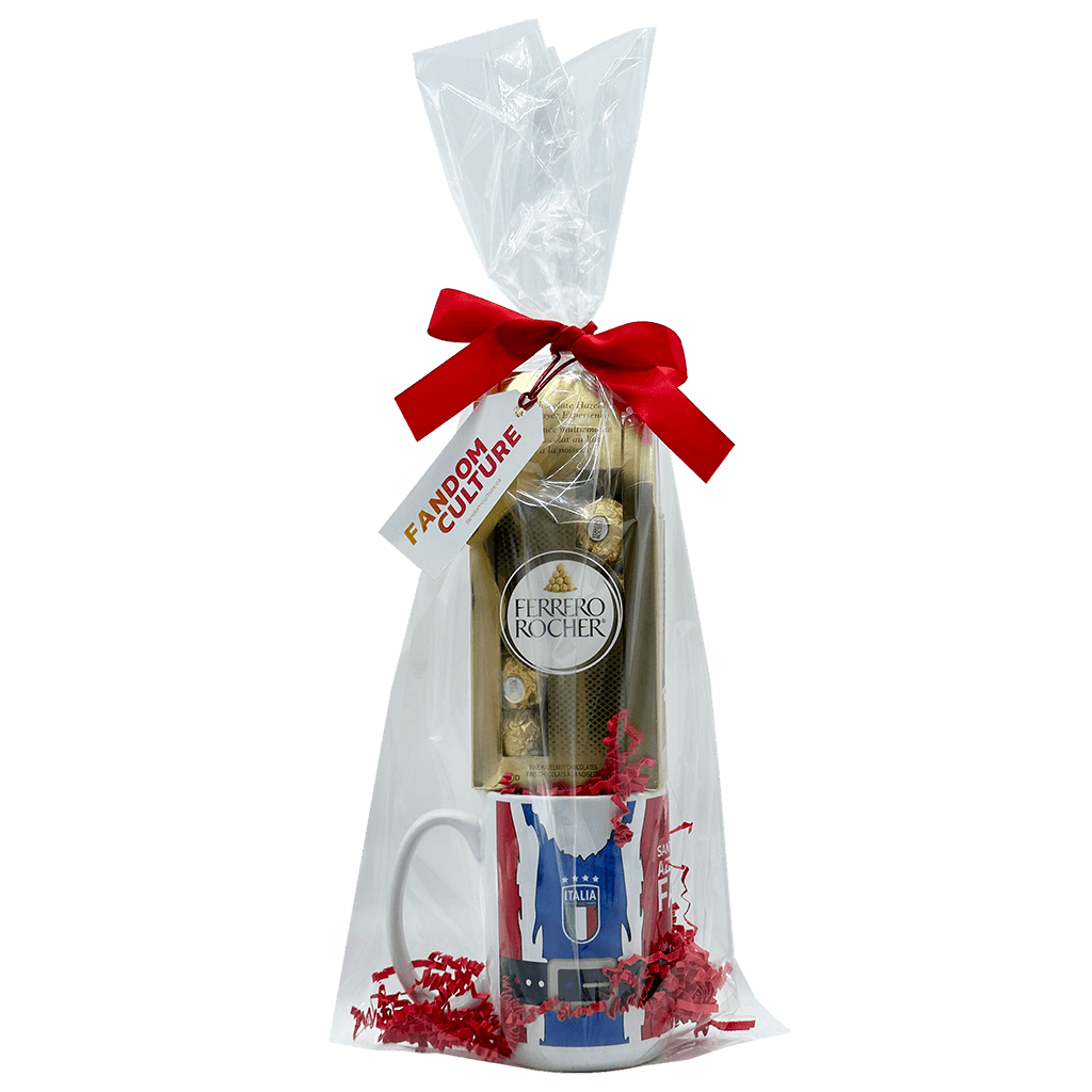 Introducing our Exclusive Santa Claus Italy Ceramic Mug Gift Set, a perfect blend of holiday magic and football passion. This premium ceramic mug features a full-wrapped graphic of Santa sporting his favorite team jersey, wrapped and ready for gifting, along with an 8-pack of Ferrero Rocher Hazelnut Milk Chocolates for sweet indulgence.