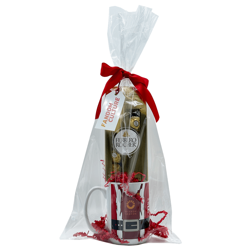 Introducing our Exclusive Santa Claus AS Roma Ceramic Mug Gift Set, a perfect blend of holiday magic and football passion. This premium ceramic mug features a full-wrapped graphic of Santa sporting his favorite team jersey, wrapped and ready for gifting, along with an 8-pack of Ferrero Rocher Hazelnut Milk Chocolates for sweet indulgence.